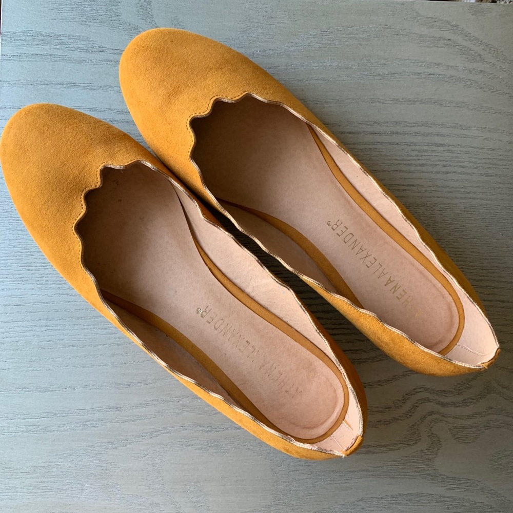 Athena Alexander Mustard Flats with Scallop Edges